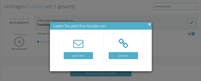Per Link oder Email einladen