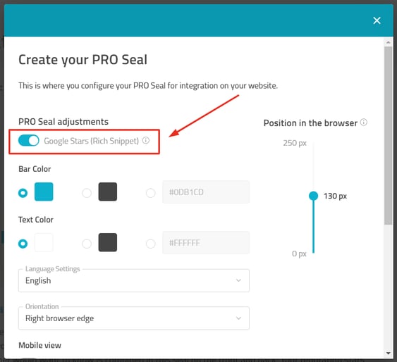 PRO Seal generator with option to enable Google Stars rich snippet