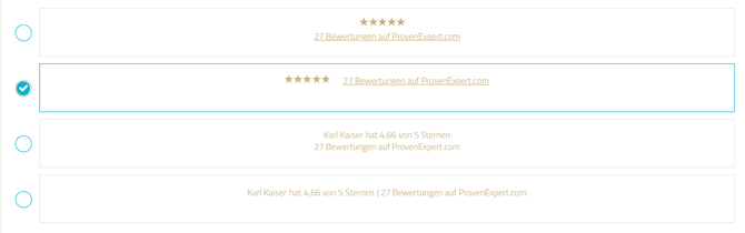 Auswahl Rich Snippet Darstellungsformen
