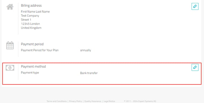 payment method section