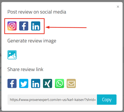 social media icons to post review