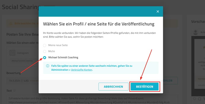 Auswahl aus mehreren Seiten