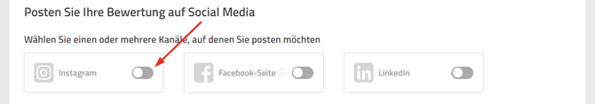 Schalter um Instagram zu aktivieren