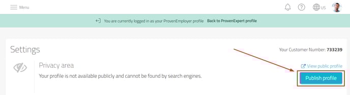publish profile button