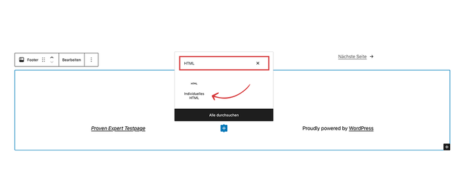 Footer Option zum Hinzufügen eines individuellen HTML-Codes
