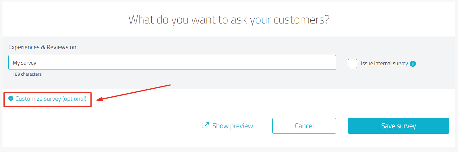 Customize survey option