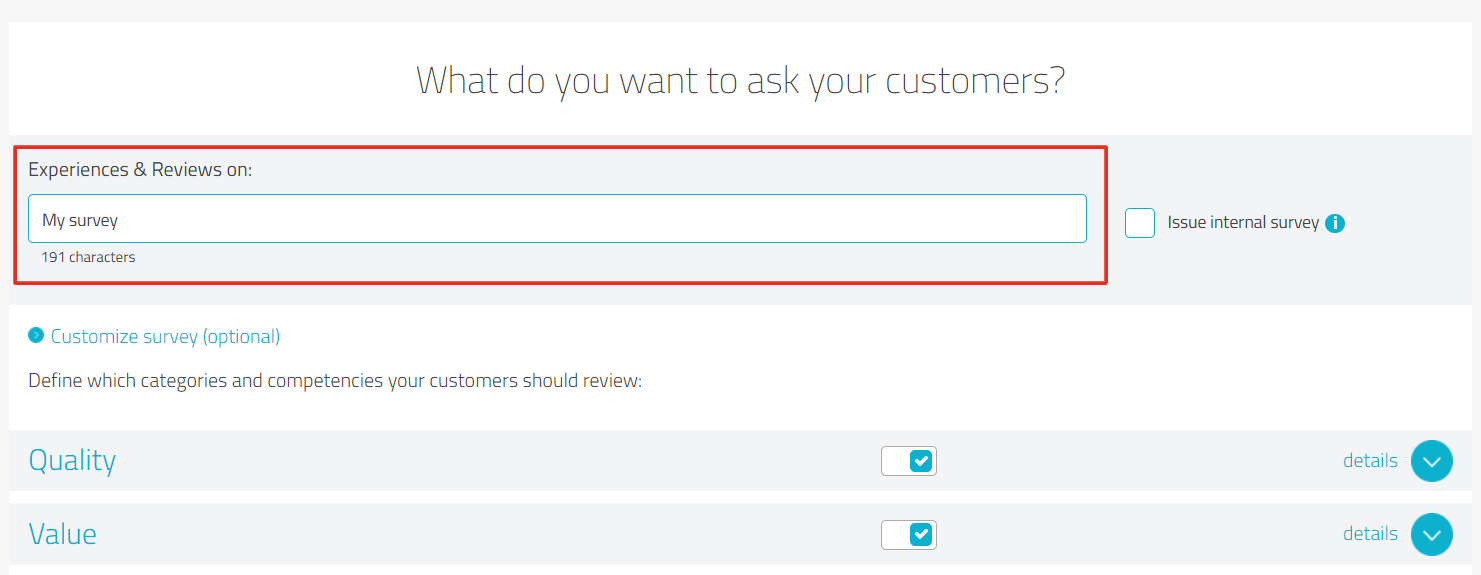 Field to change survey title