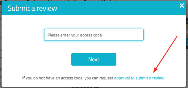 Window to submit a review and the option to ask for approval