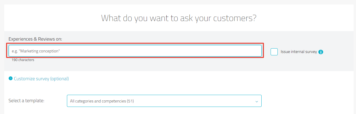 Entry field for "What do you want to ask your customers?"