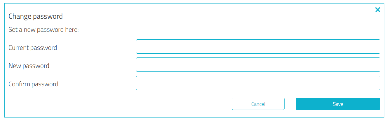 fields to put in current and new passwords