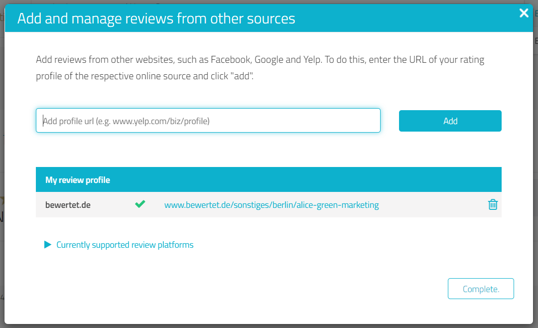 the mask for adding and managing reviews from other sources is cut out