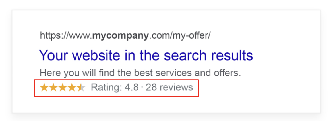 Entry in Google Search Results with Google Stars