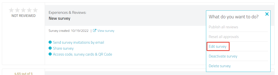 Edit survey option